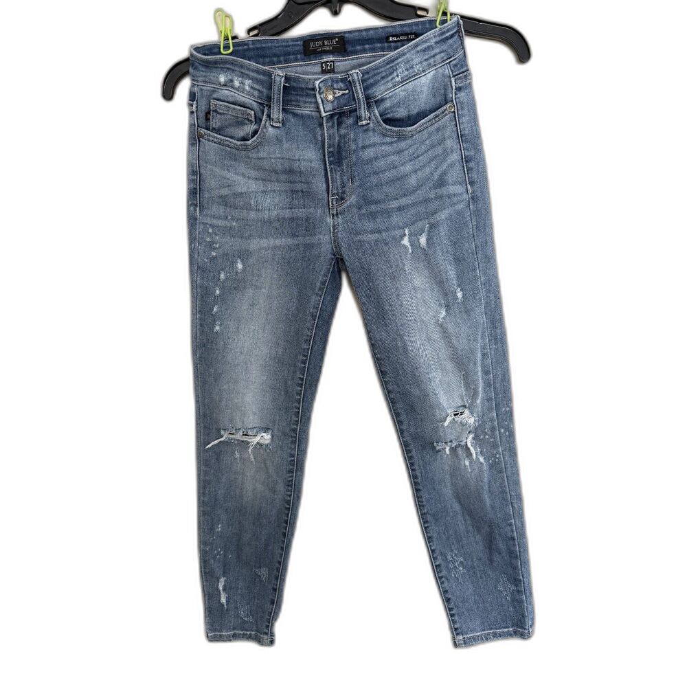 Judy Blue Relaxed Fit Distressed Mid-Rise Boyfriend Jeans Size 5/27